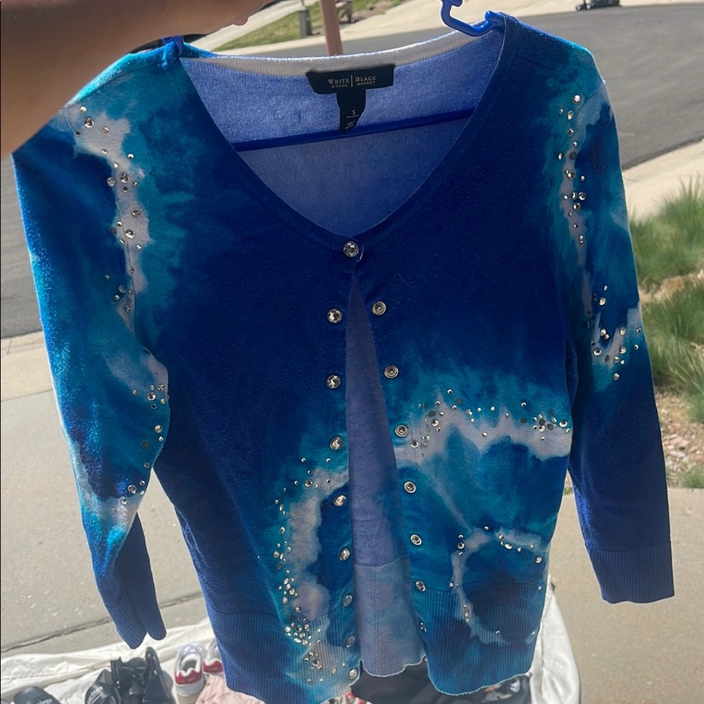Women's Blue Sweater with Embellishments